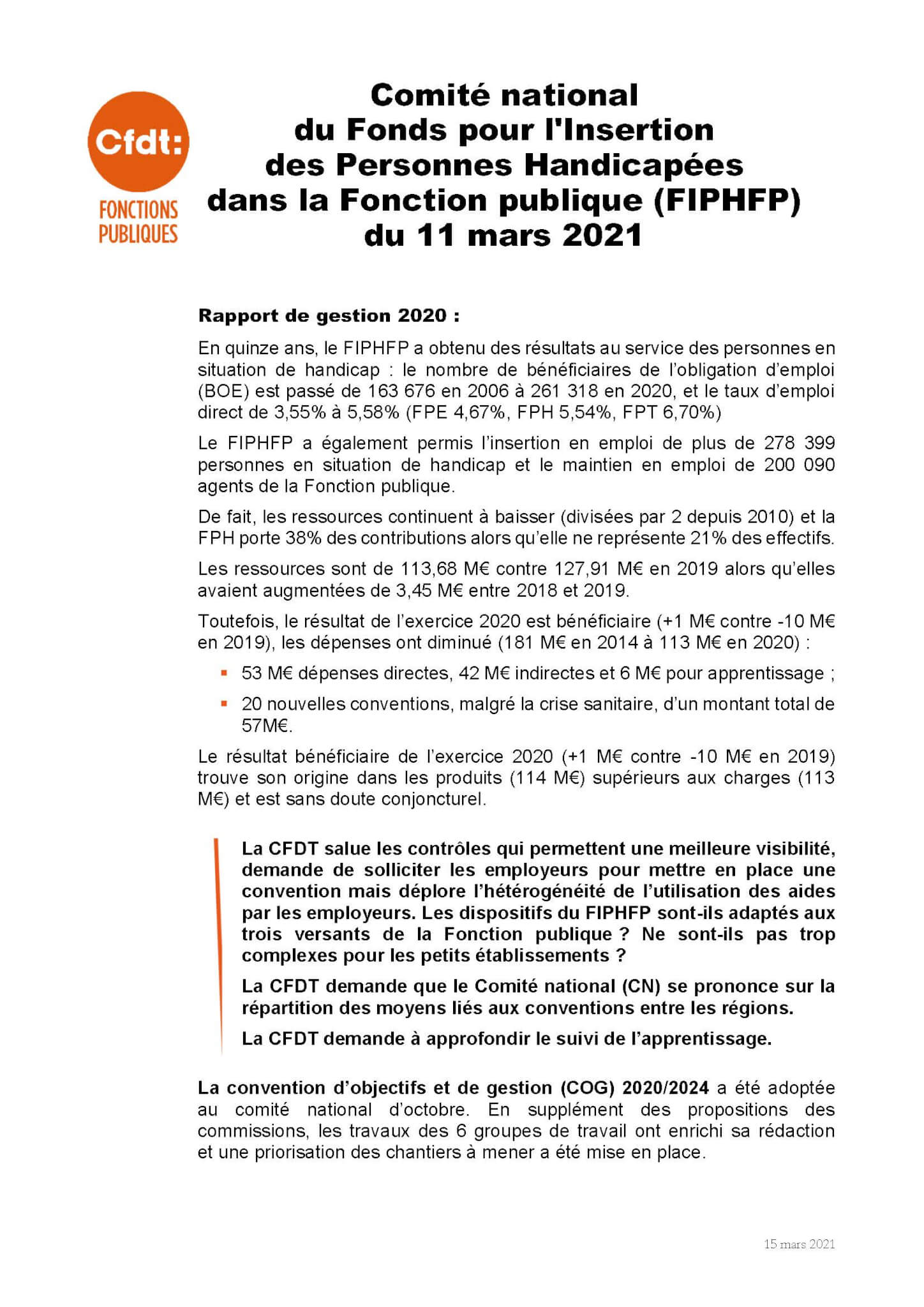Comité national du Fonds pour l’Insertion des Personnes Handicapées ...