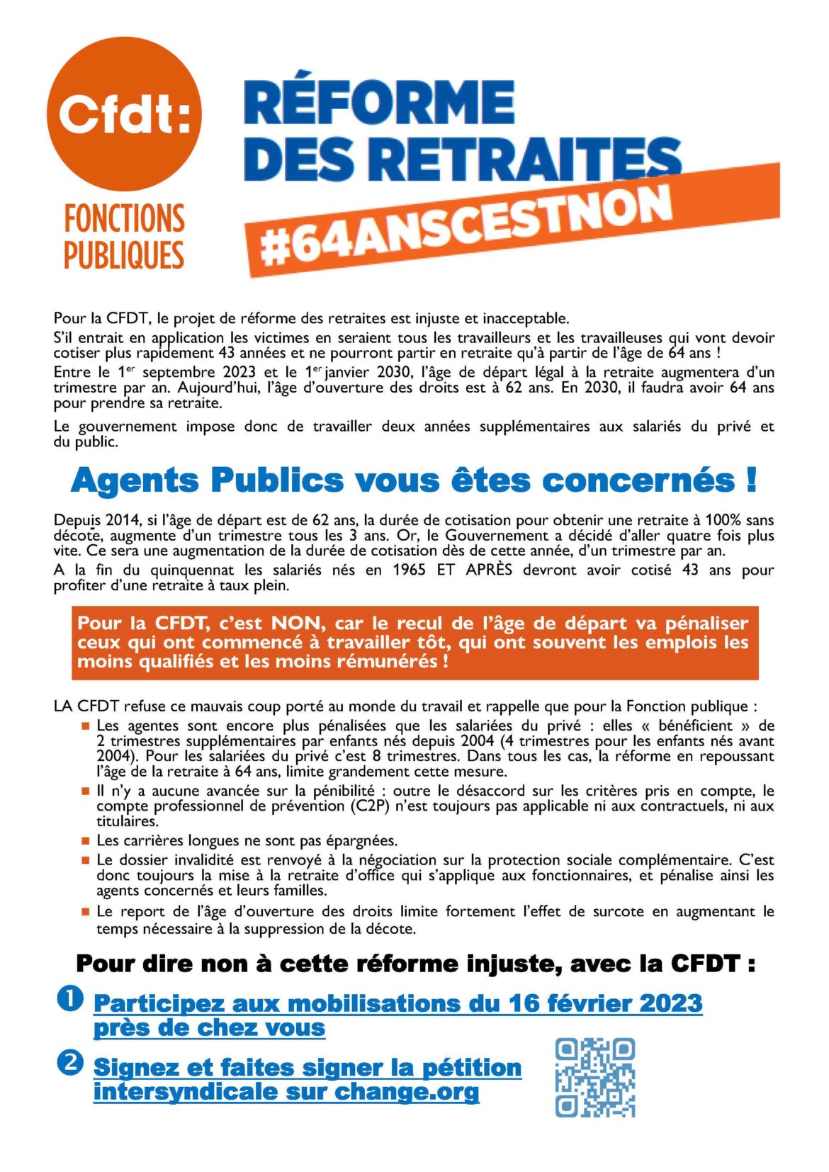 RETRAITES : LES AGENTS PUBLICS SONT AUSSI CONCERNÉS, MOBILISONS-NOUS LE 16 FÉVRIER